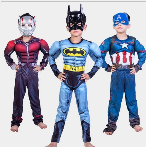 Новый детский костюм на Хэллоуин Человек паук Железный человек мышечный