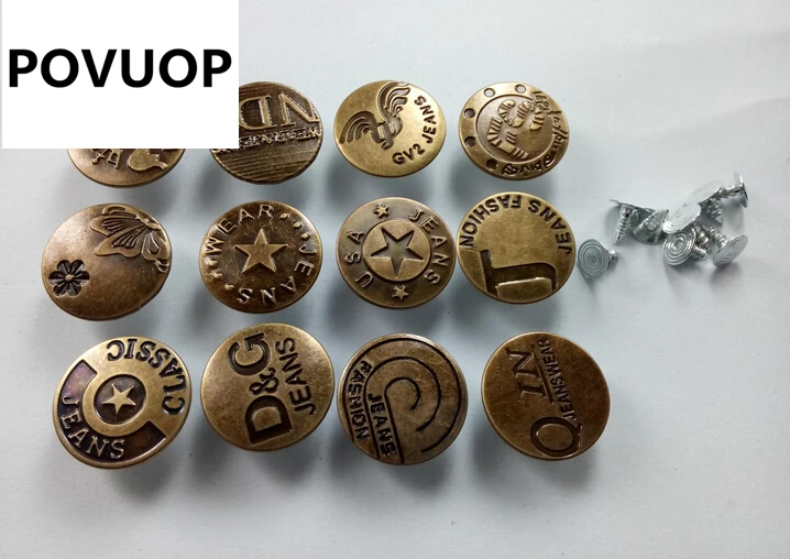 Металлические кнопки POVUOP 1000 шт. 17 мм/20 мм|jeans button|buttons mixmetal buttons |