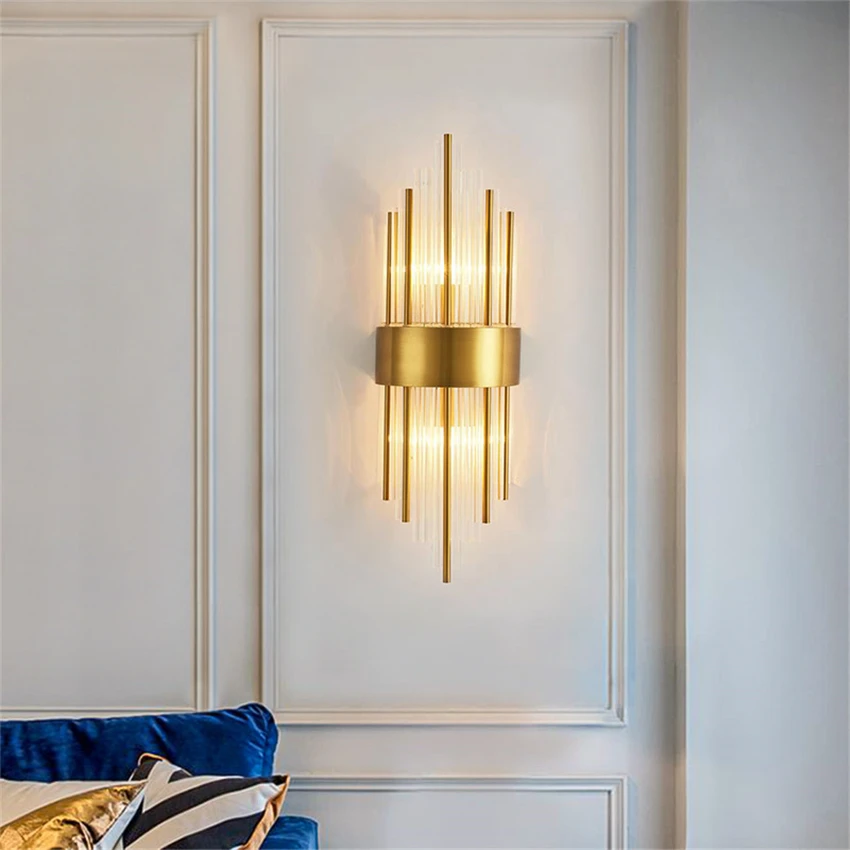 

Post Modern LED Crystal Gold Wall Lamps Luxury Living Room Bedroom Bedside Wall Sconce Lights Aisle Corridor Staircase Luminaire