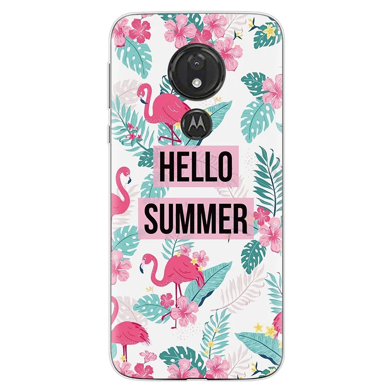 hnhello Чехол с летними листьями для Motorola Moto G6 Z2 Z3 G4 G7 E5 Play EU Go E4 G5S Plus One Мягкий силиконовый чехол из ТПУ с фламинго - Цвет: hnhello