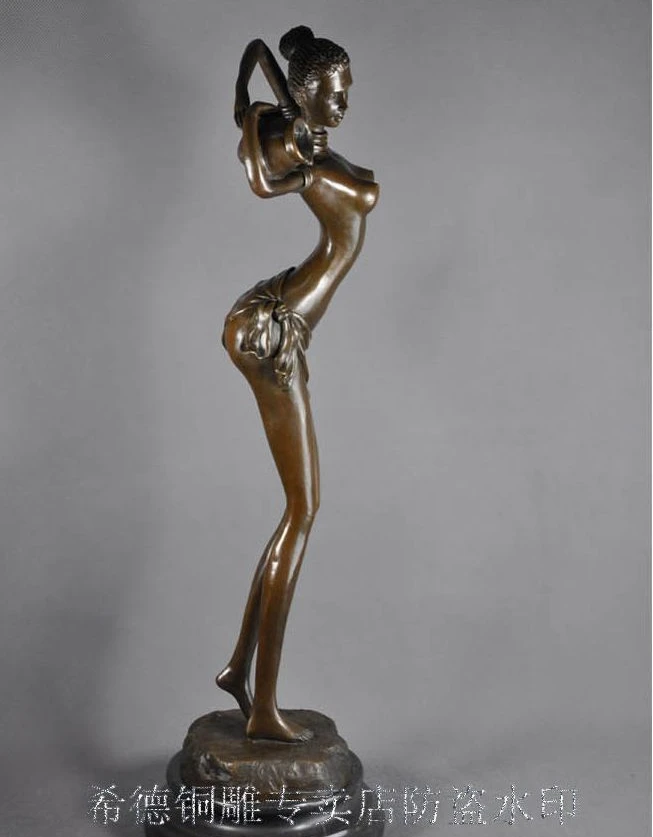 Скульптура ZSR в стиле арт деко африканская Женская Бронзовая статуя|bottle label|statue of