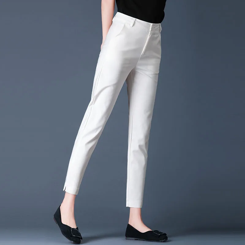 Женские деловые брюки Капри до щиколотки формальные шаровары расцветка черная и