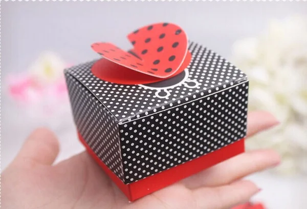 80 шт./лот детский душ милый как баг 3 D Божья коровка Baby Shower сувениры коробки для