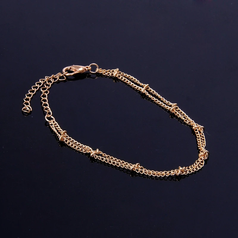 Женский браслет с двойной цепочкой золотым наполнителем|chain bracelet|bracelet braceletgold filled