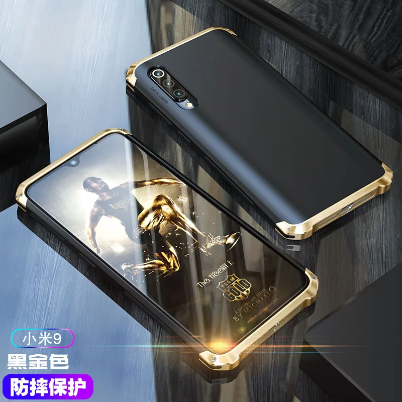 Gold Black Металлический Чехол-бампер для Xiaomi Mi 9 9SE с алюминиевой рамкой, гибридный чехол-накладка для Xiaomi Mi 9 SE, противоударный чехол для телефона - Цвет: Gold Black