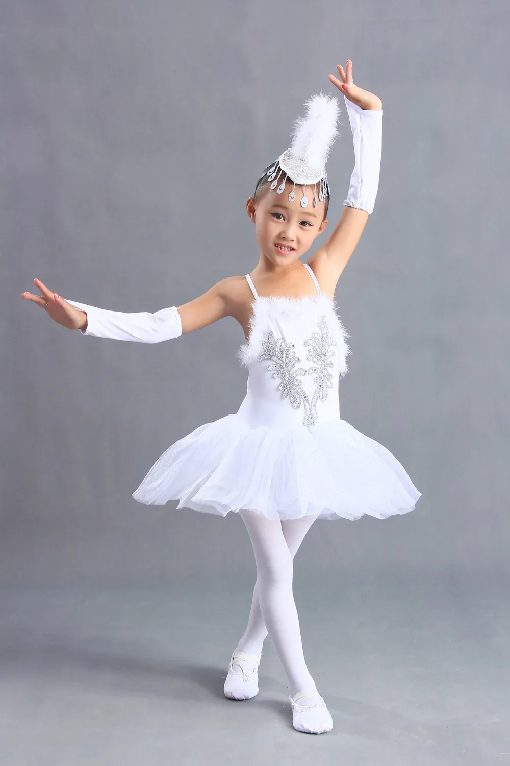 Костюм для балета балетная пачка девочек белая вуаль Рождественский детский