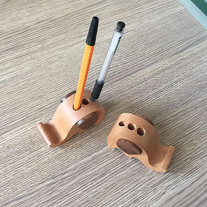 Elephant Style Environmental Wooden Mobile Phone Holders For Desk Pen Pencil Container Office Home Cell Phone Stand Case