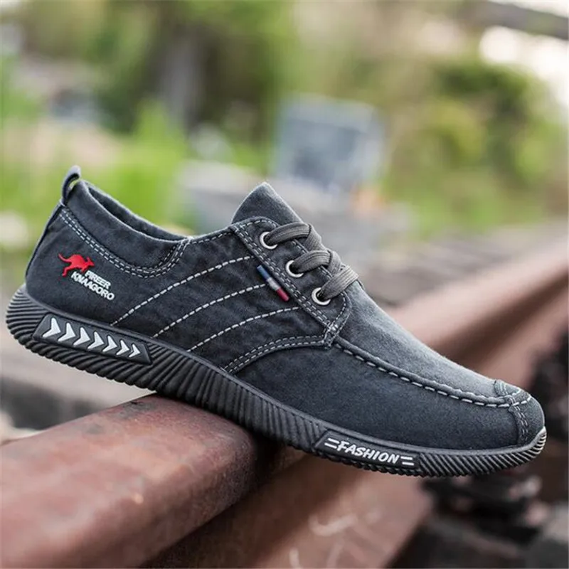 hmy307 gray Модные лоферы; Мужская джинсовая парусиновая обувь; повседневная обувь; мужские кроссовки на шнуровке; мужские кроссовки; дышащая обувь; Цвет Черный; Tenis Masculino - Цвет: hmy307 gray