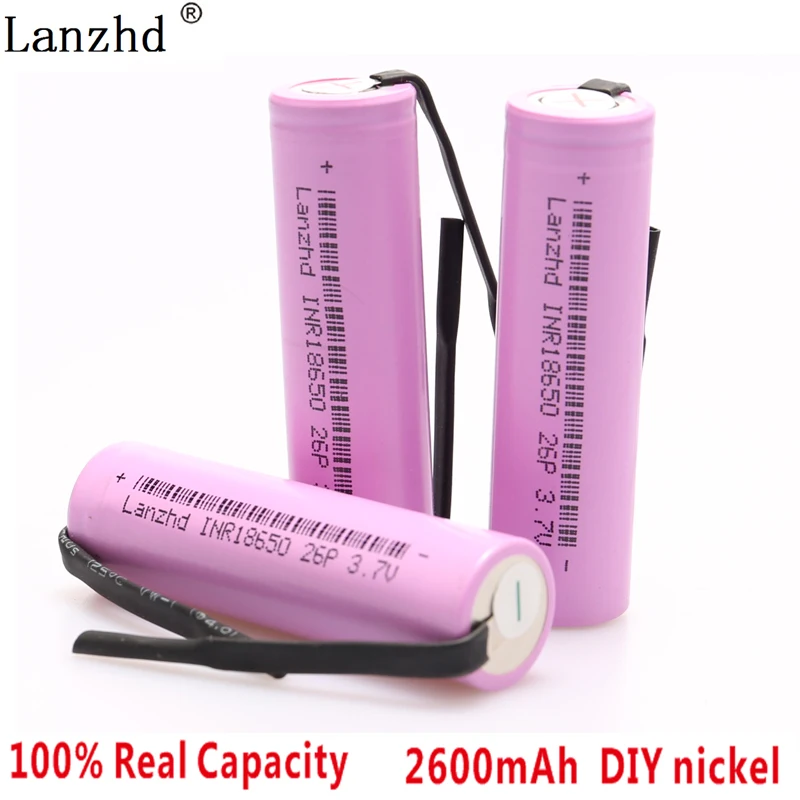 24 шт. DIY 18650 Аккумулятор 3,7 в INR18650 никелевые листы 18650 Аккумуляторы Li ion 2600 мАч для инструментов дистанционного управления
