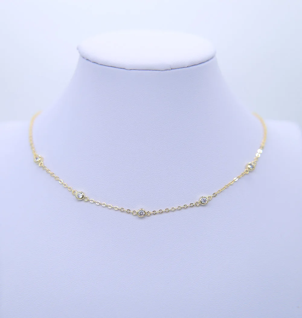 Женское Ожерелье цепочка серебряного цвета с фианитами|chain necklace|necklace silvernecklace silver