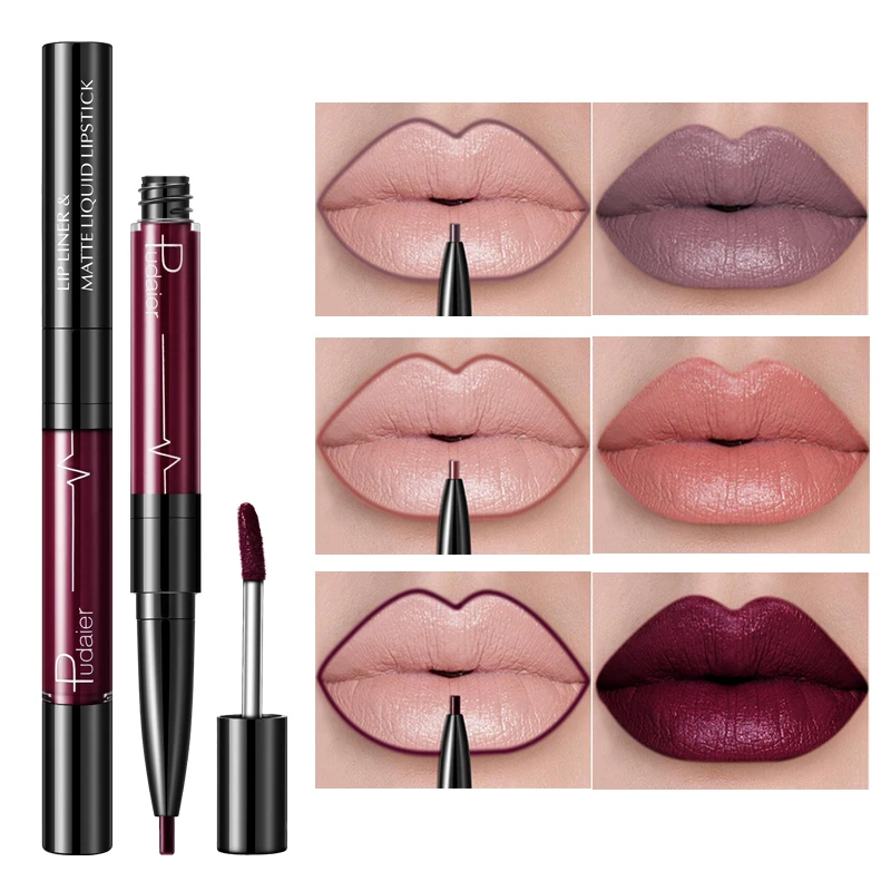 Двухсторонний блеск для губ 16 цветов макияж водостойкий матовый карандаш