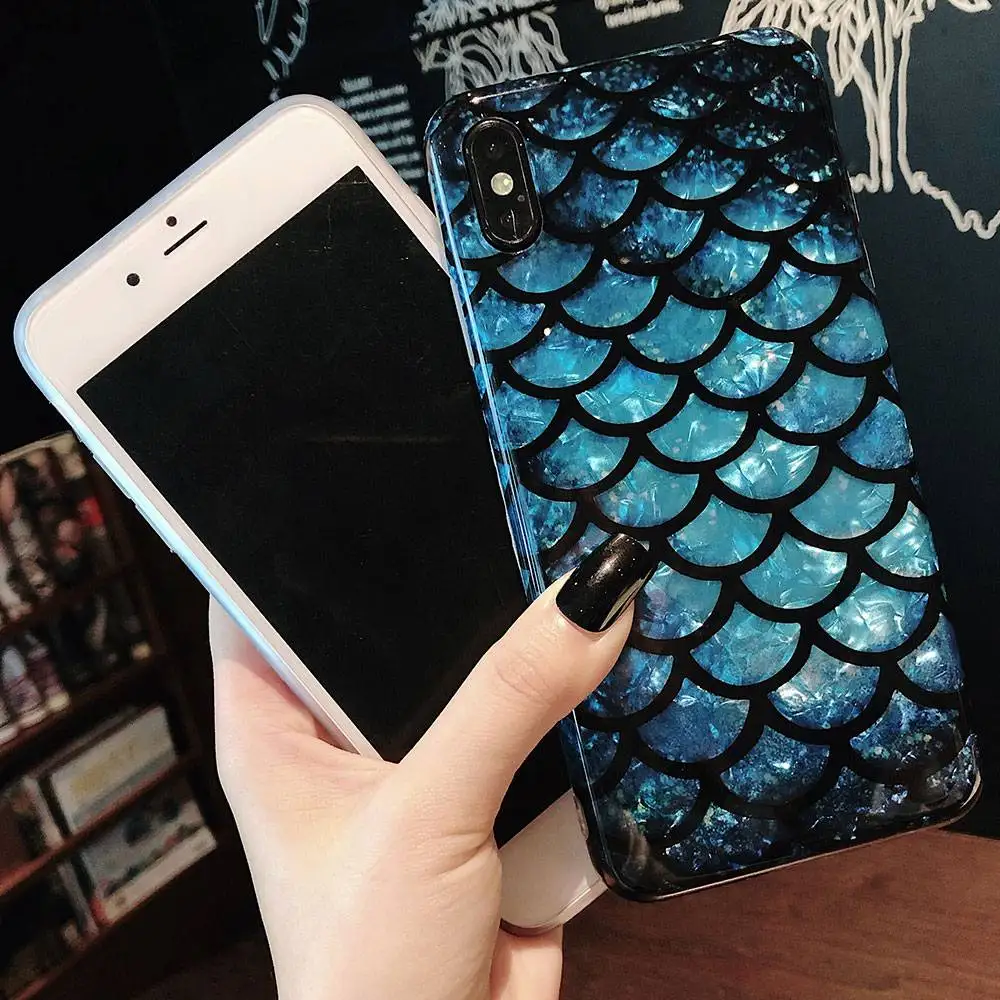 KISSCASE Fish Scale Pattern Phone Case For iPhone 7 Plus X XR XS MAX Luxury Soft TPU Cases 8 6 6S Back Covers |