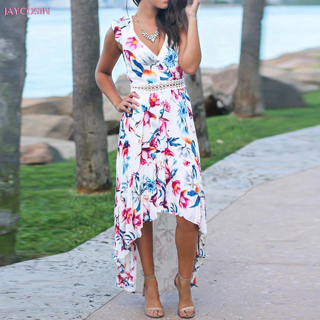 2020 Dress S- XXL Size Women's Floral Bodycon Derss Mid-Calf Elegant Sleeveless Ruffle Midi Party Lover Gift Drop #0409 | Женская
