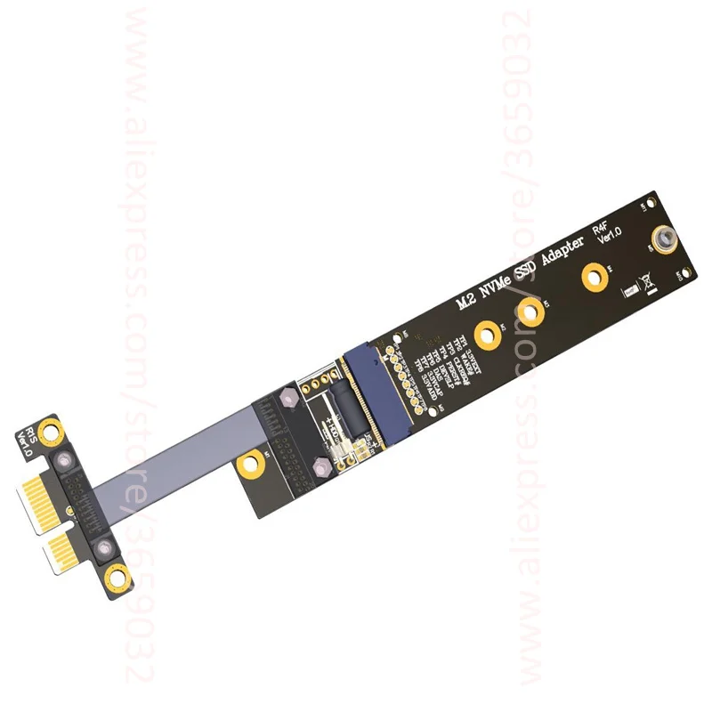 M.2 M ключ NVMe SSD для PCI e PCIe x1 адаптер Riser Card Гибкий плоский кабель M2 keyM Express pci express 1x Gen3.0