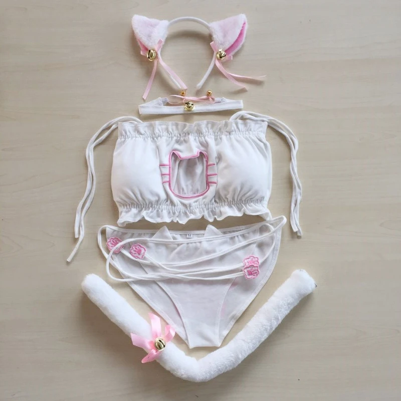 5 шт./компл. костюмы для косплея с изображением аниме девушки кошки кролика