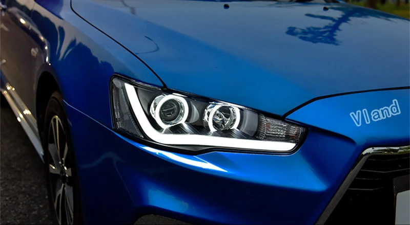 2 шт Ангел глаз фара для Mitsubishi Lancer-EX фары 2010- светодиодный DRL фары Биксеноновые линзы двойной луч
