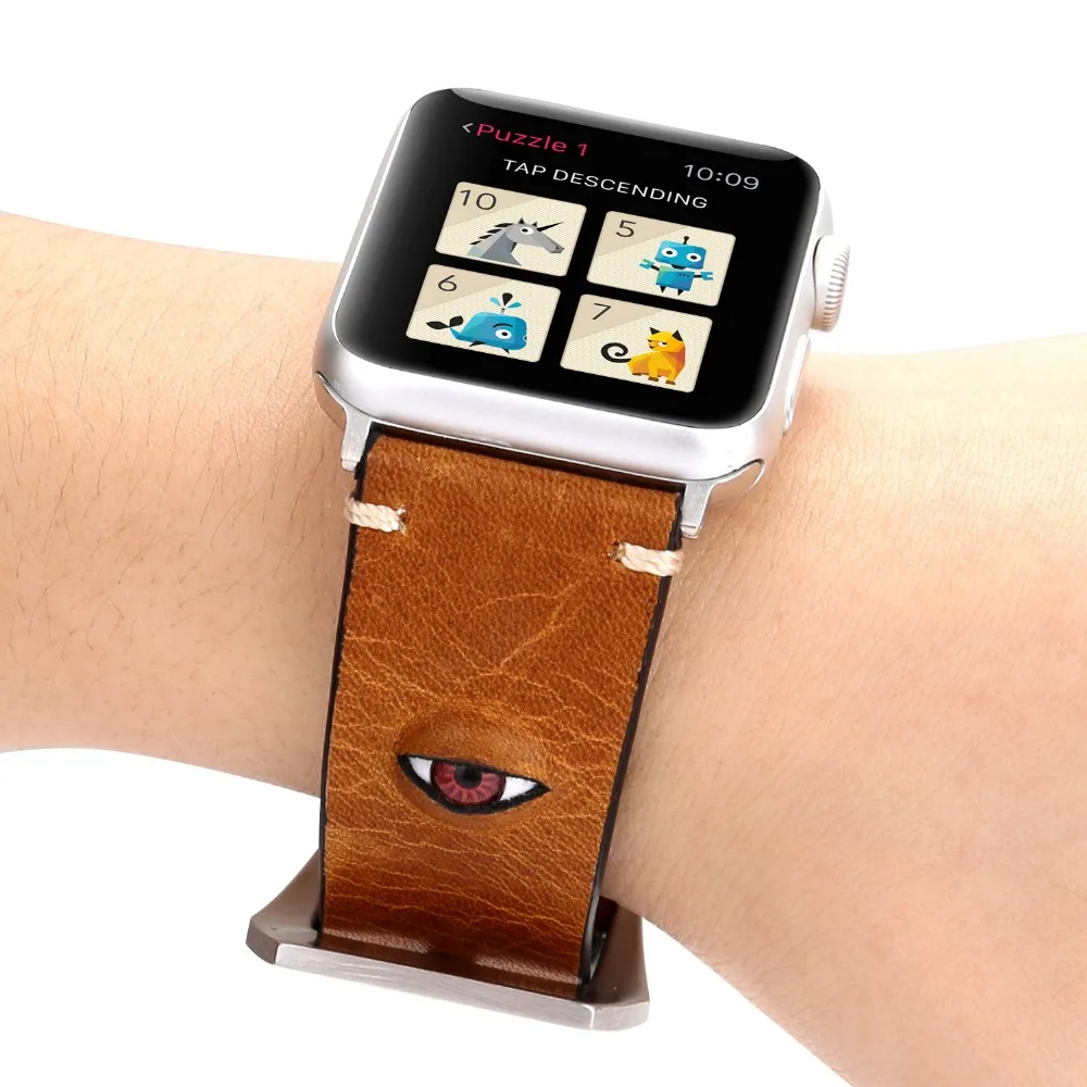 Панк 3D Браслет из натуральной кожи для apple watch серии 4 3 2 1 кожаный сменный ремешок