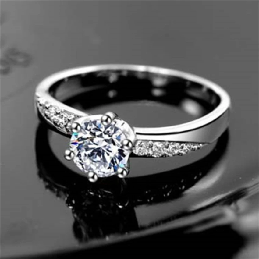 Интенс довольно 0.6Ct 5,5 мм круглой огранки G-H синтетический Бриллиант Кольцо Настоящее 925 пробы Серебряное кольцо Роскошный Качество Jewel