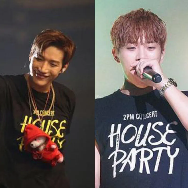 2PM 2017 House Party kpop concert T-shirt shorts Korean fashion star black tee shirts Khun 2 fans men women t | Женская одежда