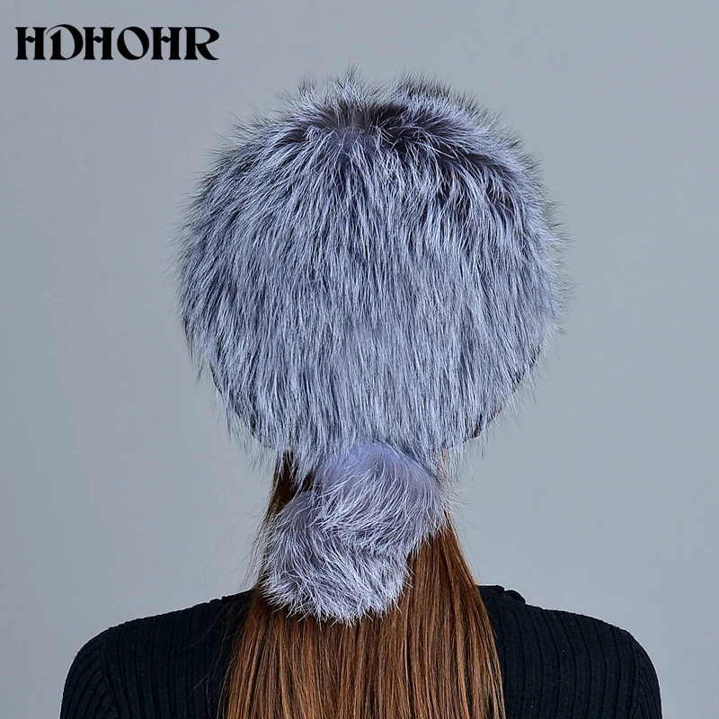 HDHOHR 2020 модная зимняя шапка из натурального меха женская кроличьего с вязаными