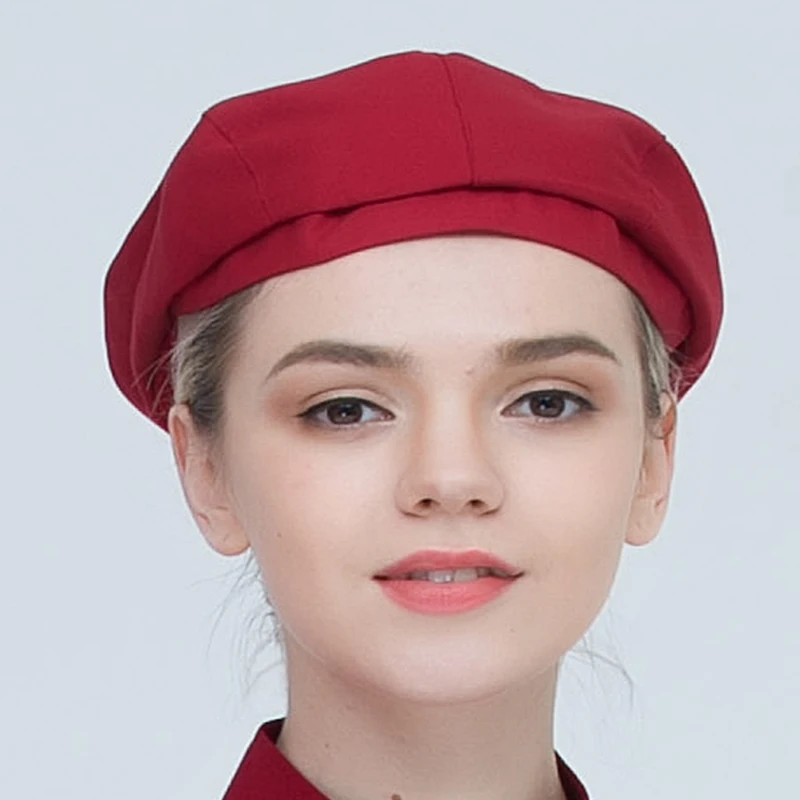 Red Diganmei высокое качество Ресторан шеф-повара Кепка кухня рабочая шляпа белый официант в отеле шляпы приготовления барбекю береты - Color: Red