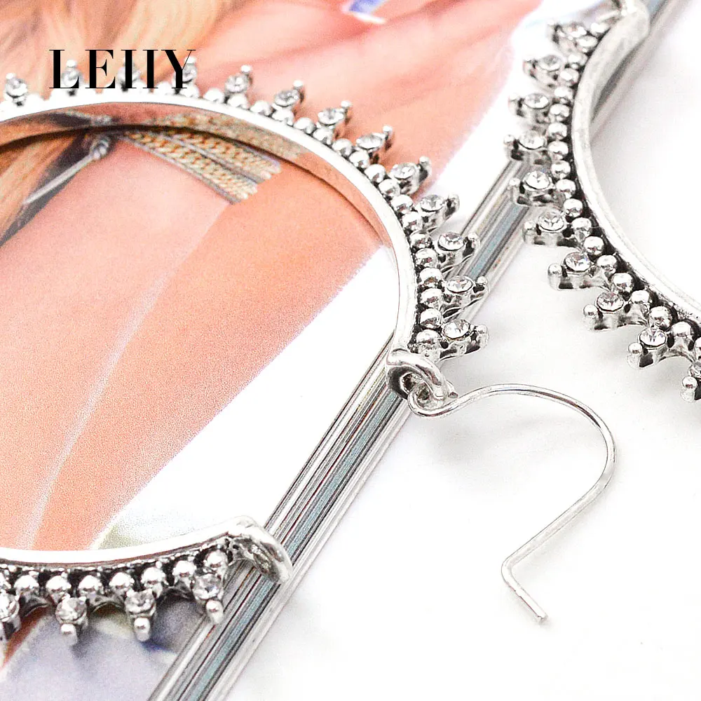 LEIIY изысканный кристалл большой круг себе Хооп Серьги для Для женщин Серебряный