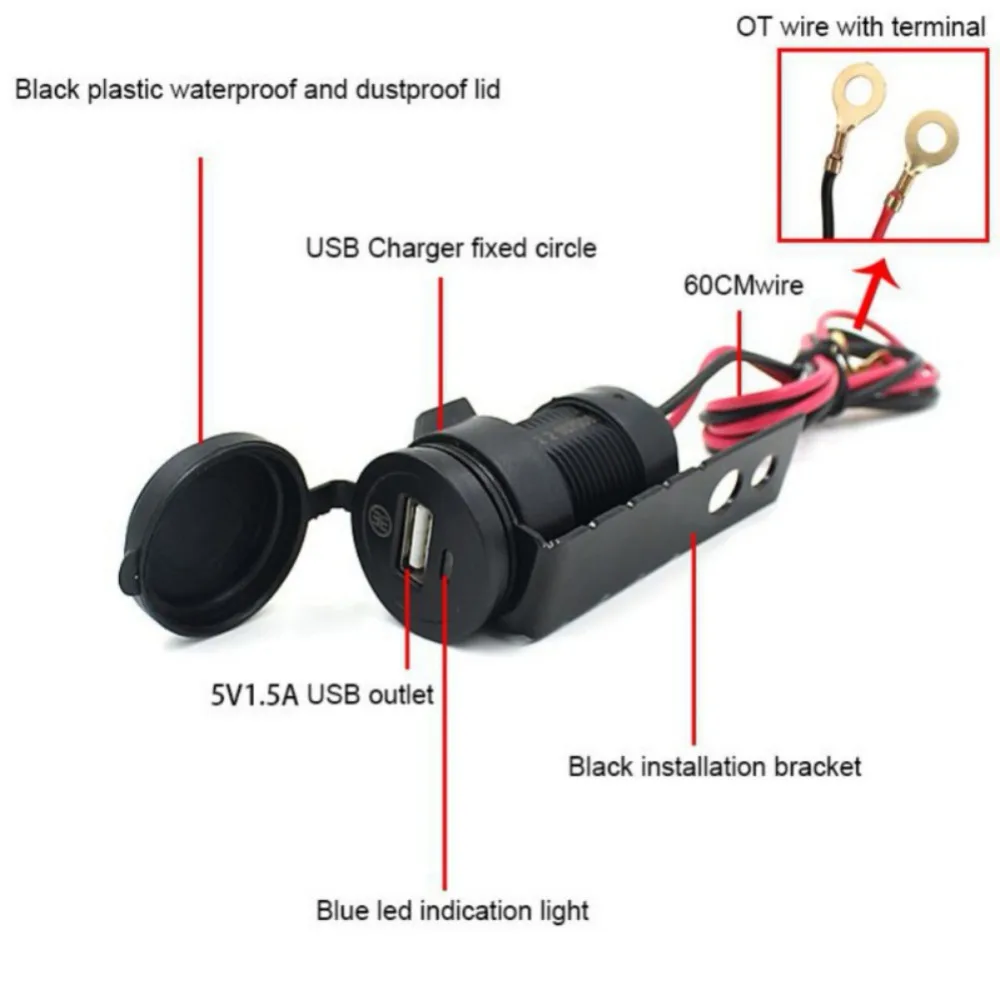 2019 мотоциклетный Usb-разъем для зарядного устройства USB-прикуриватель