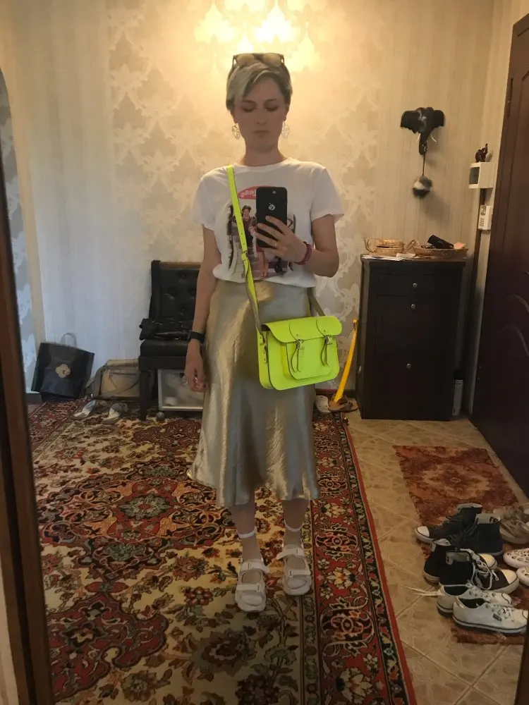 Летняя блестящая сатиновая юбка с завышенной талией; Цвет серебристый, золотой; Длинная юбка; цвет металлик; Праздничная юбка; Wonder Store
