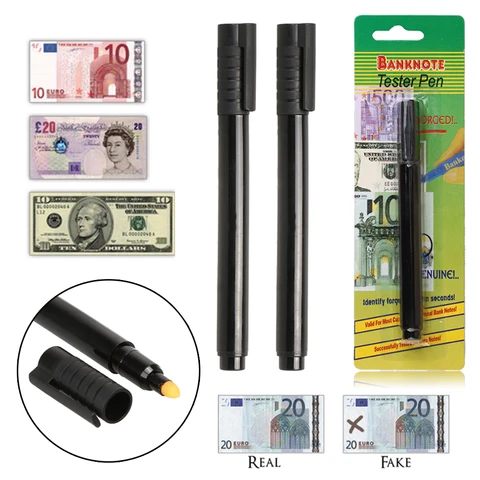 2 x детектор банкнот, проверка банкнот, маркер детектор поддельный, поддельная ручка тестер банкнот, уникальные чернила, ручной чековый инструмент