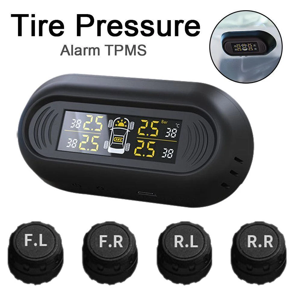 Солнечная энергия авто TPMS давление в шинах LCD монитор Беспроводная система + 4