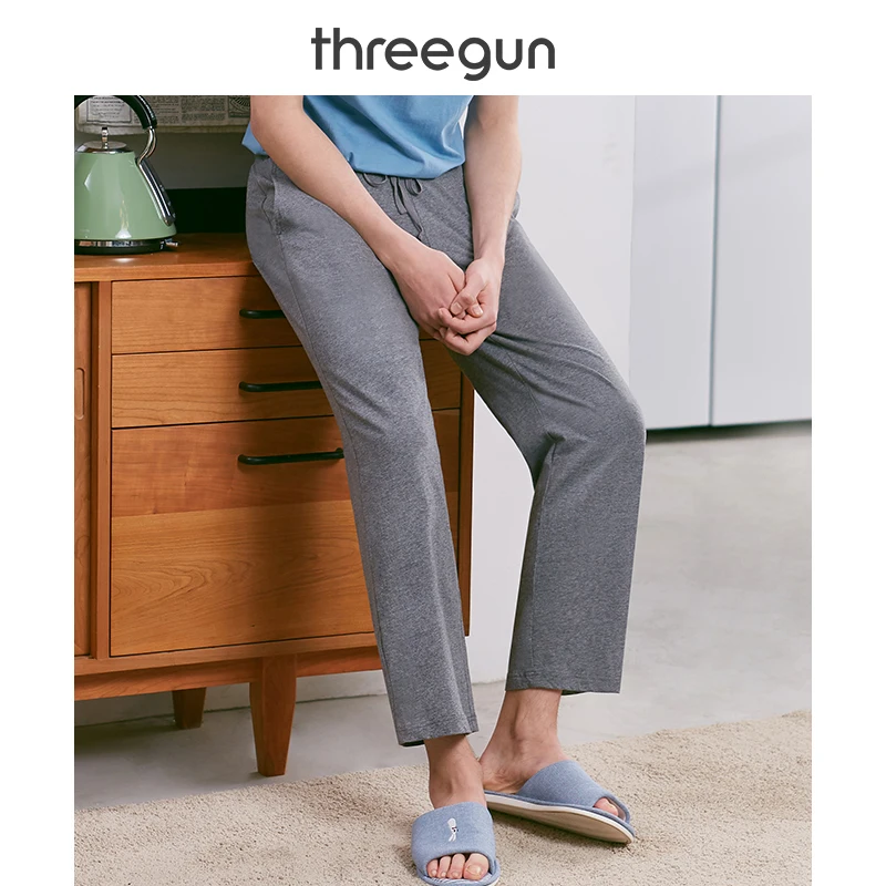 THREEGUN Мужская пижама и брюки из хлопка 2019 новые свободные повседневные мужские