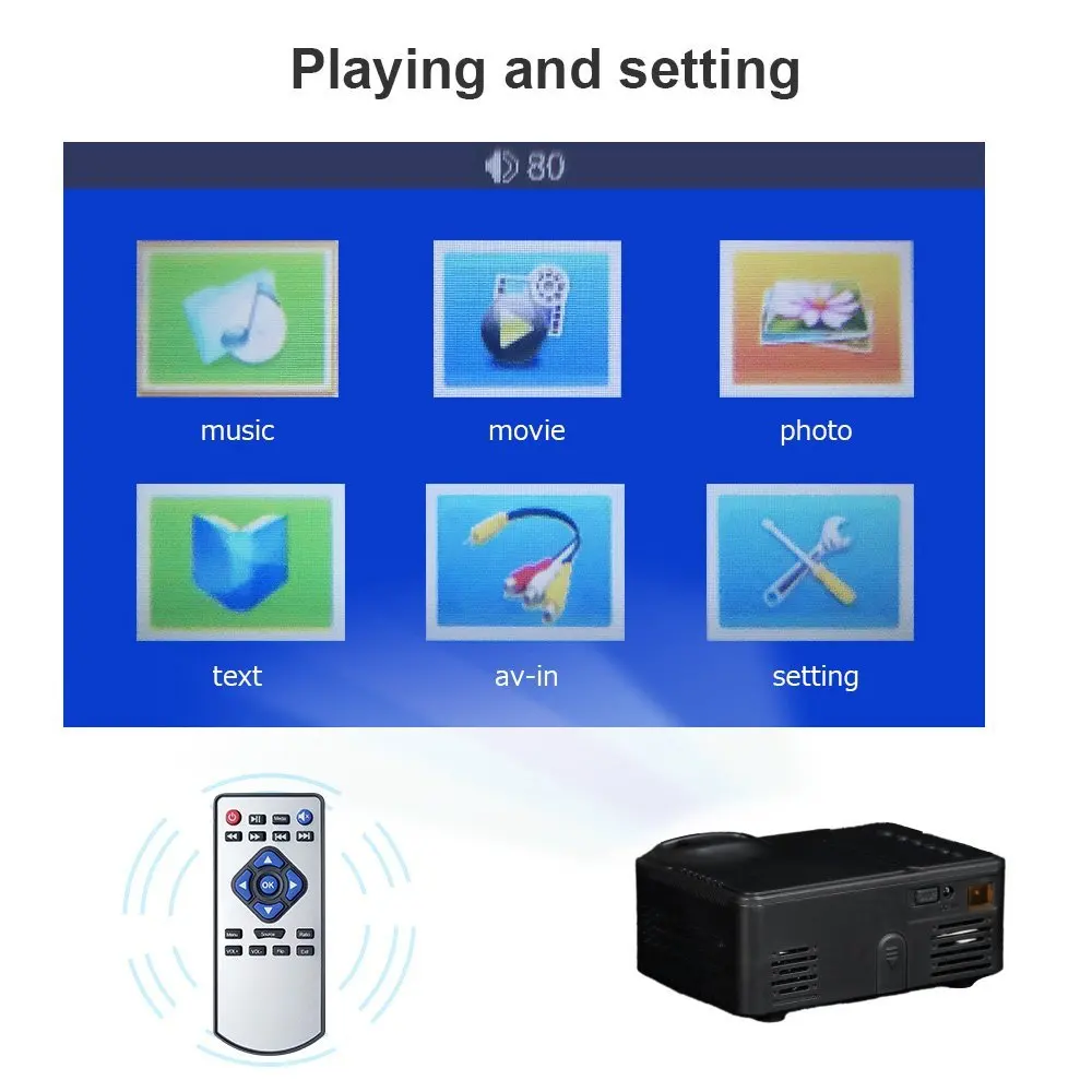 LCD Mini Projector Multimedia Portable Home Theater Support 16: 9&amp4: 3 Full HD 1080P USB AV TF Card for 25-80 inch I | Электроника