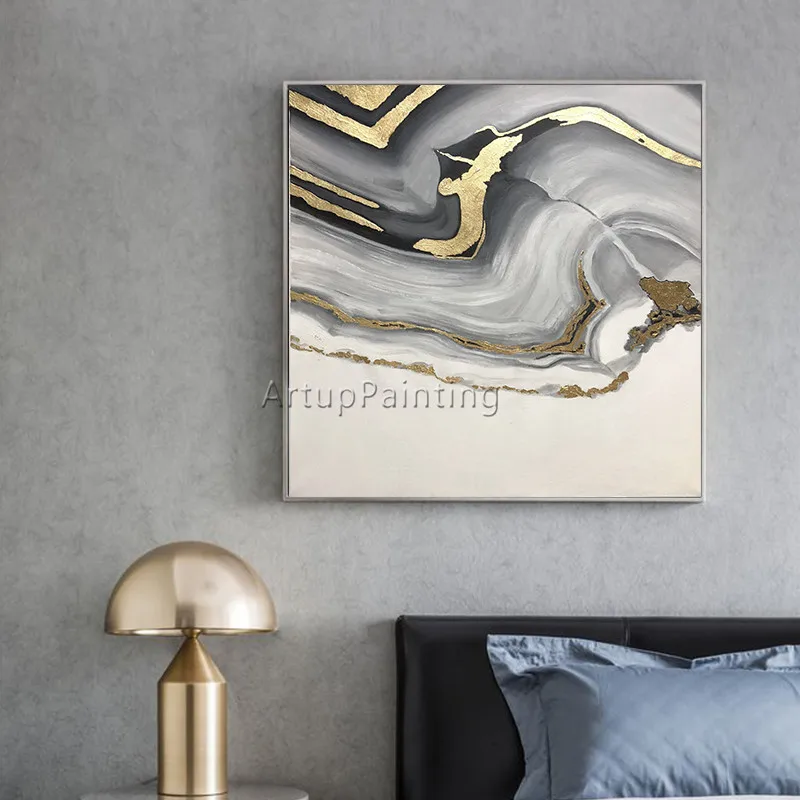 Абстрактная Картина на холсте акриловая Золотая картина quadros caudros decoracion