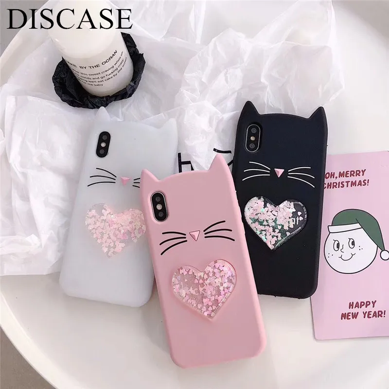 DIS чехол для телефона iphone 8 plus 7 роскошный 3D кристалл любовь песок мягкая борода