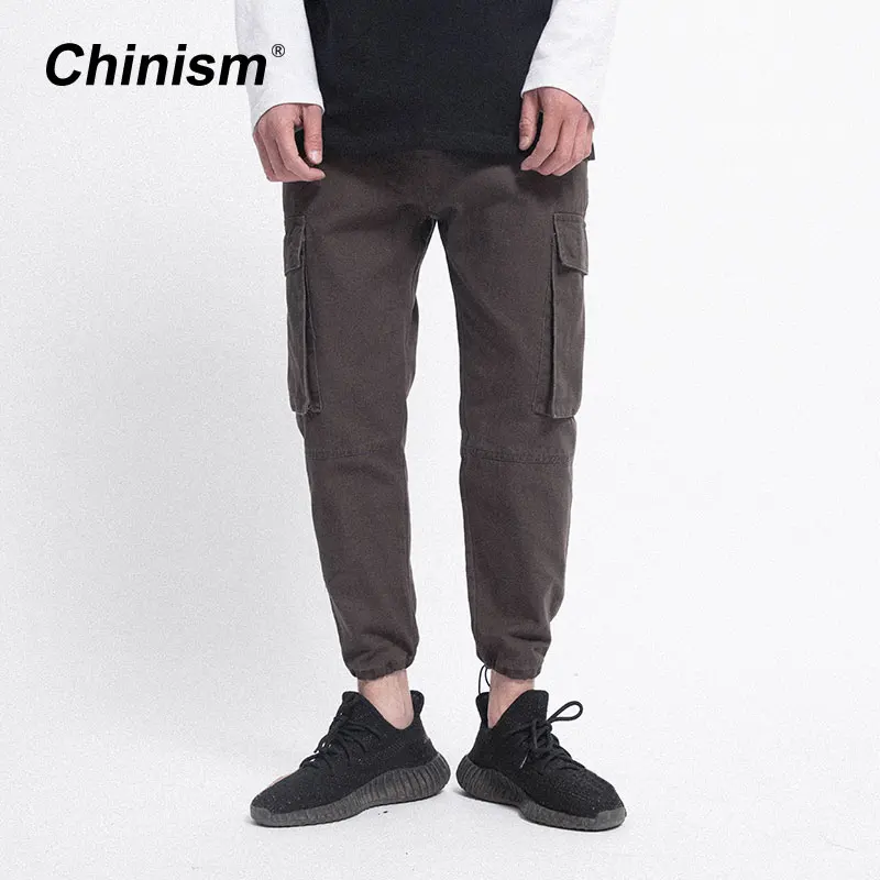 CHINISM Spring Summer Men's Big Pocket Brown Causal Cargo Pants Brand Clothing Military Cuff Compression Casual | Мужская одежда