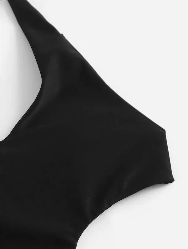 Summer One Piece Swimsuit Women Swimwear Sexy Hollow Sling Backless Padded Black Bathing Suit Halter Bodysuit Monokini Beachwear | Спорт и