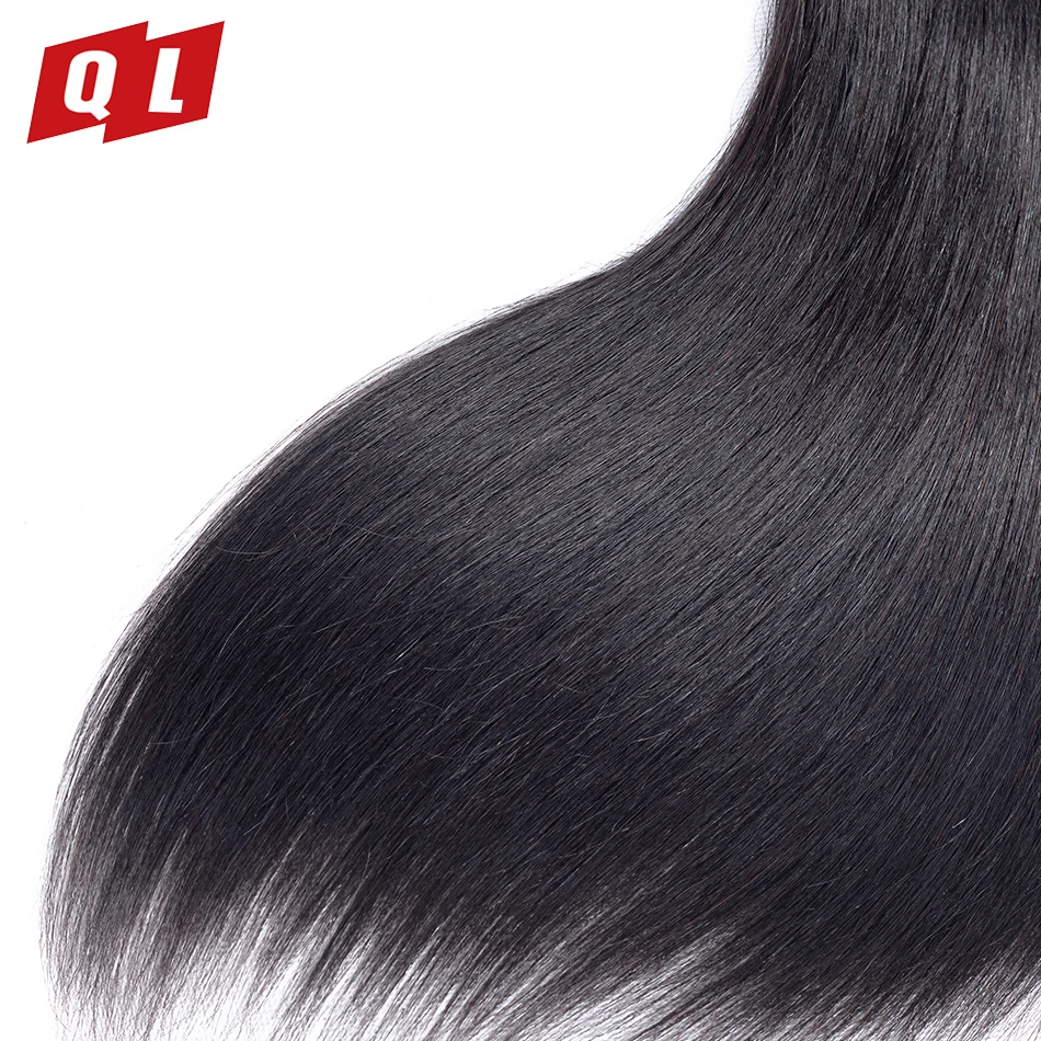 QLOVE волосы бразильские прямые 3 пучка с 4*4 Кружева Закрытие remy 100% человеческие