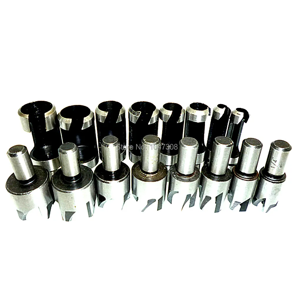 

16pcs Sae Metric Wood Plug Cutter Cutting Drill Bits Dowel Maker Plug Hole Cutter Four-Tooth Chamfered Cutters Countersunk Holes