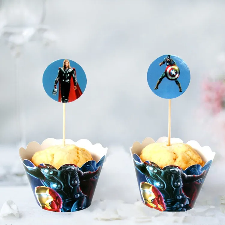 Wrapper Topper 24pcs 49*27 см Мстители вечерние принадлежности Бумага Pinata одноразовые мультфильм тема, детский душ Дети День рождения супергероя вечерние украшения - Цвет: Wrapper Topper 24pcs