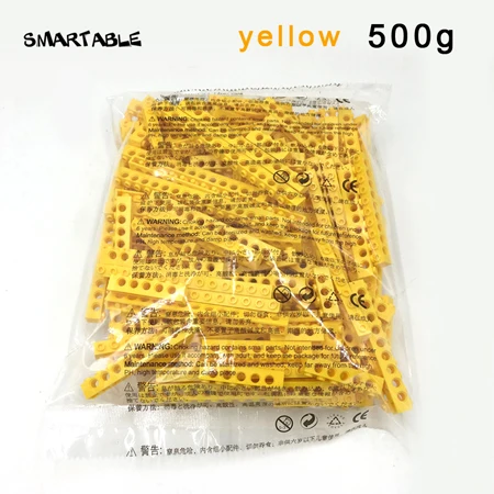 Yellow-10 sizes Smartable Technic кирпичи с отверстиями 10 размеров 5 цветов смешанные строительные блоки MOC части DIY игрушки Совместимые Technic игрушки 500 г/лот - Цвет: Yellow-10 sizes