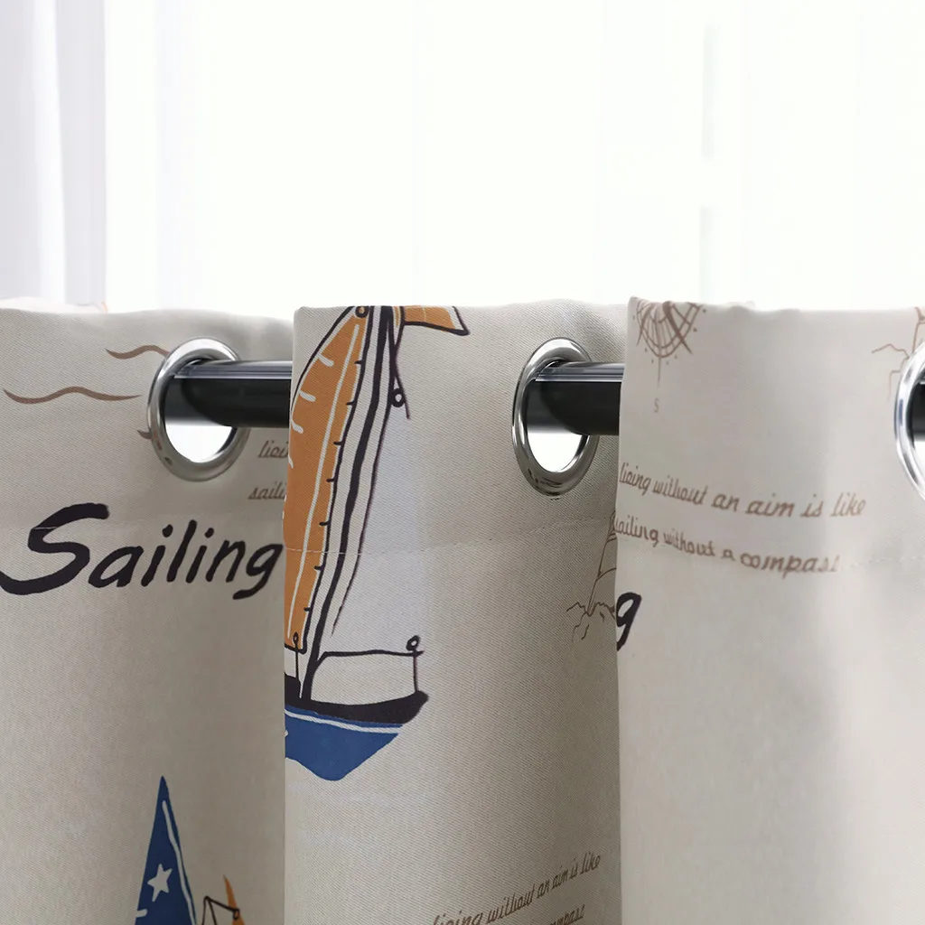 Sailboat Print FloralCurtain Tulle Window Treatment Voile Drape Valance 1 Panel Fabric Room Curtain Divider 100X200CM 3.7 | Дом и сад