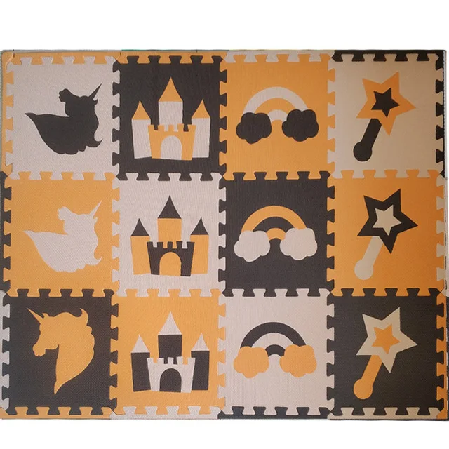 Coffee-Beige-Orange ОТК 8/24 шт. Единорог Стиль детская пена EVA головоломки игровой коврик/детский коврик ковер блокируя Циновка для детей Плитки 30*30*1 см - Цвет: Coffee-Beige-Orange