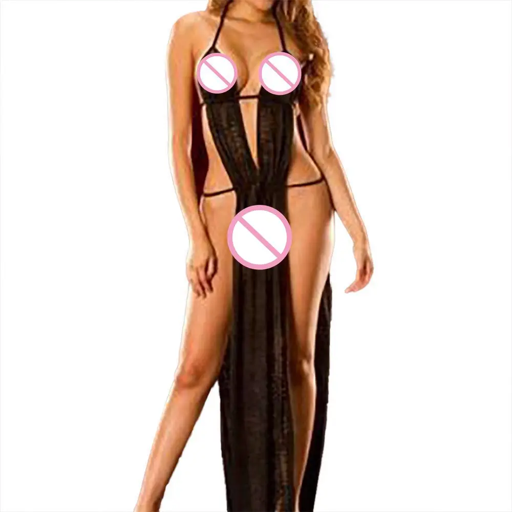 

Women Sexy Lingerie Babydoll Sleepwear Underwear Long Dress Nightwear +briefs Spaghetti Strap Lace Pajama Set Sleeveless