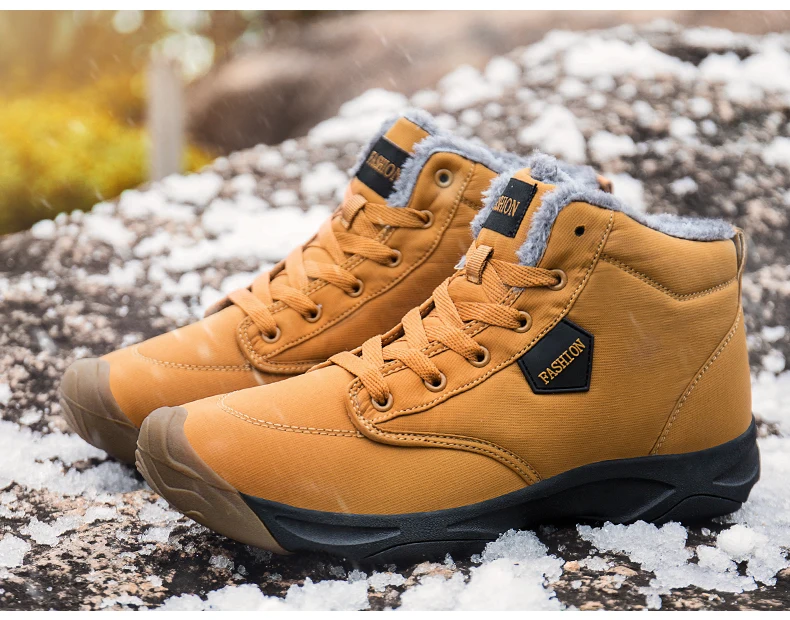 Fashion Men's Snow boots Warm with plush ankle boots Couple work Casual shoes For men winter boots