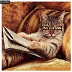 Алмазная живопись сделай сам, картина с рисунком кошки 5d, квадратная вышивка стразы, Алмазная мозаика с котом, Полная работа, вышивка XSH