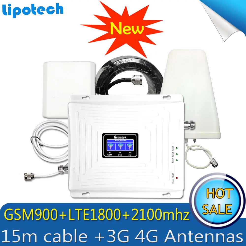 Lintratek 2G 3G 4G GSM 900 LTE 1800 WCDMA 2100 mhz усилитель сигнала сотового телефона ретранслятор