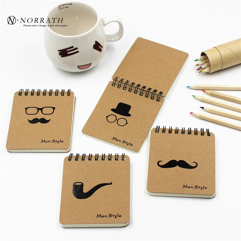 

Kawaii Men Style Mini Notebook Korea Stationery Mustache Series Rubber Set Basis Pocket Notepad School Gift Suppliesn gift