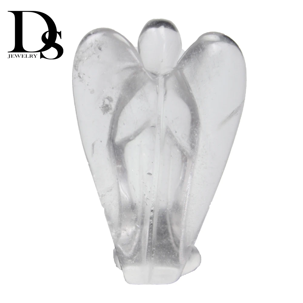 

Natural Clear Quartz Angel Figurine Crystal Wing Sweetheart Statue Semiprecious Healing Wedding Party Gifts Fengshui Decoration