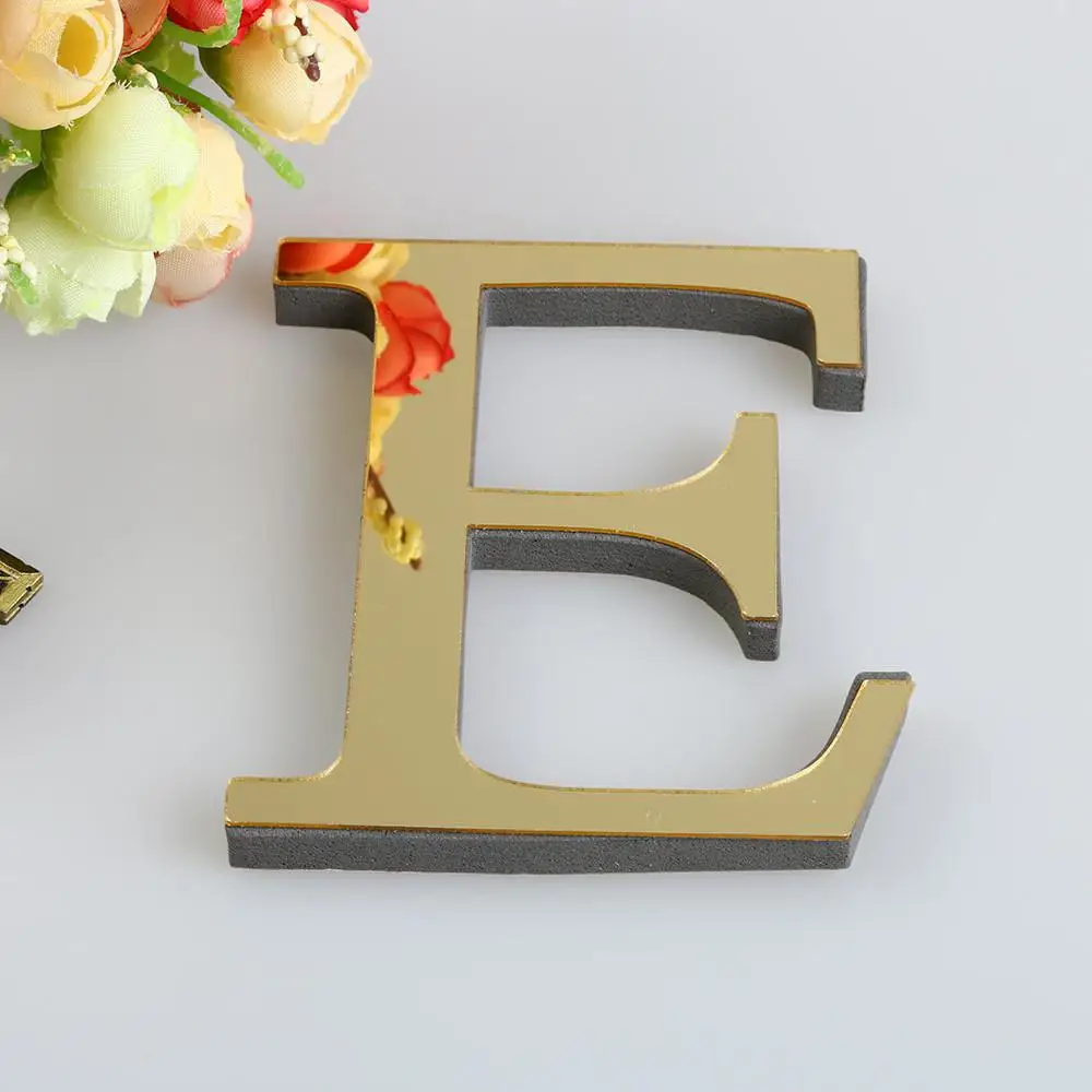 26 букв DIY 3D зеркальная самоклеящаяся Съемная плитка зеркальная наклейка украшение комнаты акриловая Настенная Наклейка художественная Фреска D1 - Цвет: E