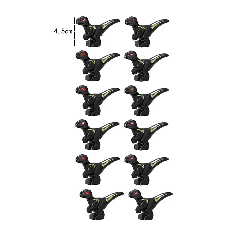 12pcs black 8 шт., конструктор Юрского периода, мир 2, Мини фигурки динозавров, кирпичи, динозавры, игрушки для детей, динозавры, Рождество - Цвет: 12pcs black